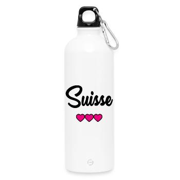 SCHWEIZ - Trinkflasche mit Karabiner 750 ml - Weiß - Vorne