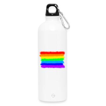 Pride Rainbow Colours / RGB Graffiti Spraypaint - Water Bottle with carabiner 750 ml - white - Front
