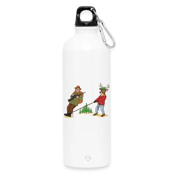 Forest Tug Duo: Hunter & Deer - Water Bottle with carabiner 750 ml - white - Front