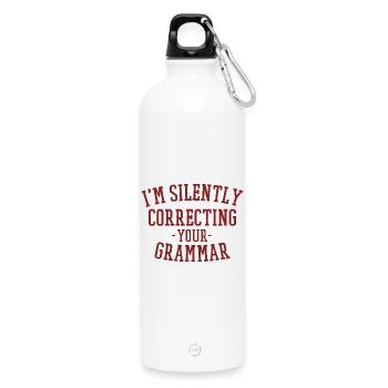 im silently correcting your grammar - Water Bottle with carabiner 750 ml - white - Front