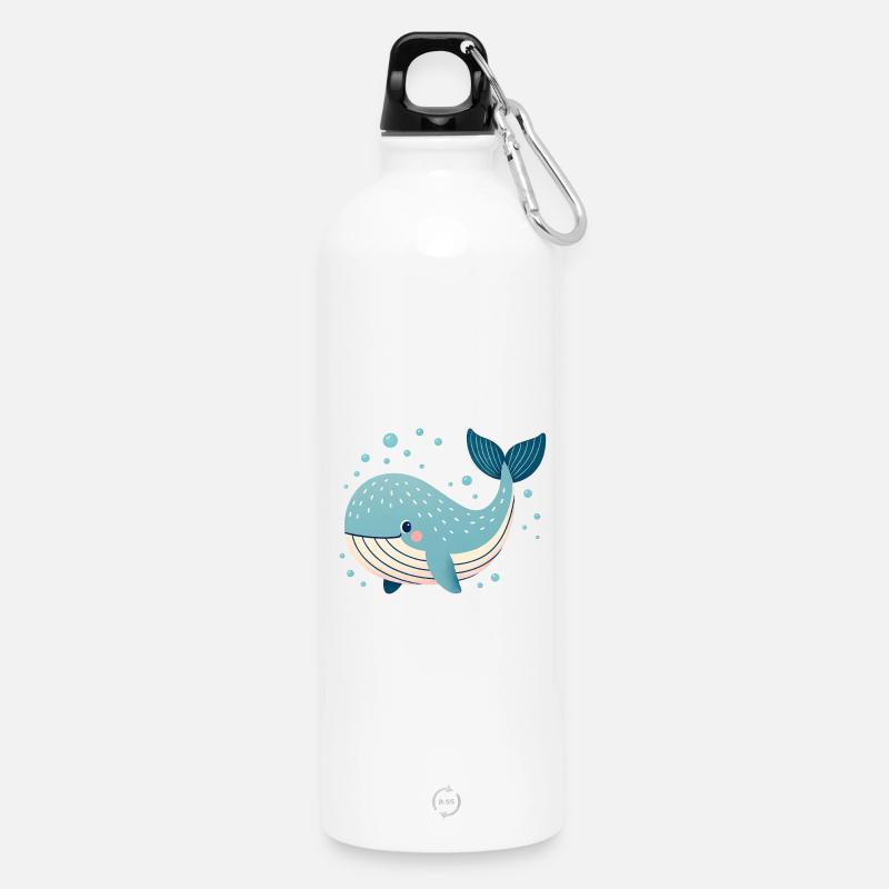 Baleine bleue avec bulles - Gourde en inox avec mousqueton 750 ml - blanc