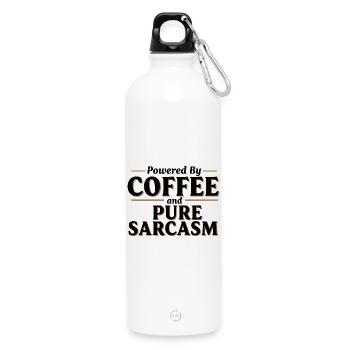 Powered By Coffee and Pure Sarcasm - Water Bottle with carabiner 750 ml - white - Front