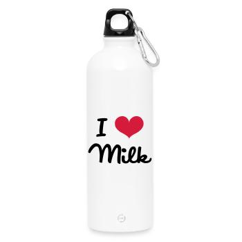 I Love Milk - Water Bottle with carabiner 750 ml - white - Front