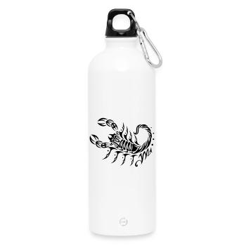 Großer Skorpion im Tribal & Tattoo Style - Trinkflasche mit Karabiner 750 ml - Weiß - Vorne