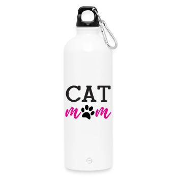 Cat Mom - Trinkflasche mit Karabiner 750 ml - Weiß - Vorne
