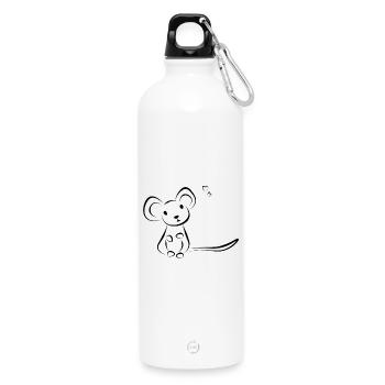Mouse pet - Doeslief - Water Bottle with carabiner 750 ml - white - Front