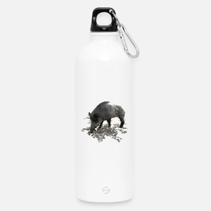 Sanglier - Gourde en inox avec mousqueton 750 ml - blanc