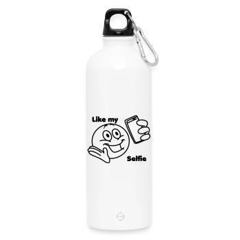 Stick head takes a picture of himself selfie - Water Bottle with carabiner 750 ml - white - Front