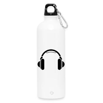 earphones headphones music beats Dj Deejay Symbol - Water Bottle with carabiner 750 ml - white - Front