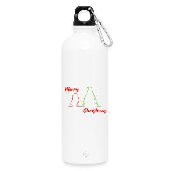 Santa peeing, Merry Christmas, Weihnachten, bunt - Trinkflasche mit Karabiner 750 ml - Weiß - Vorne
