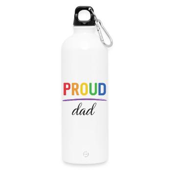 LGBT Proud Dad - Pride Month - Water Bottle with carabiner 750 ml - white - Front