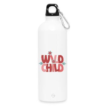 Wild Child - Fleur rétro mignonne - Gourde en inox avec mousqueton 750 ml - blanc - Devant