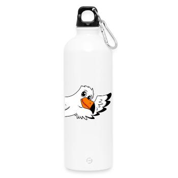 Möwe Gruß Begrüßung - Trinkflasche mit Karabiner 750 ml - Weiß - Vorne