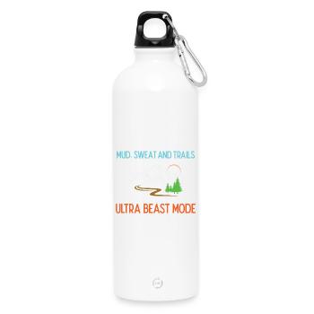 Ultra Running - Mud, Sweat and Trails - Water Bottle with carabiner 750 ml - white - Front