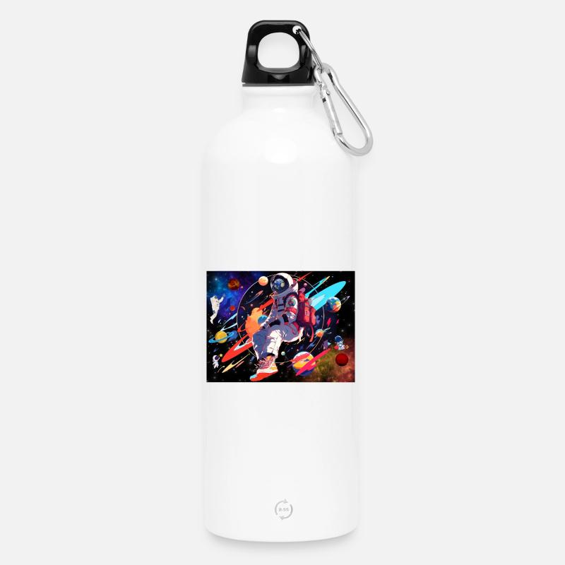 L’astronaute et l’espace - Gourde en inox avec mousqueton 750 ml - blanc