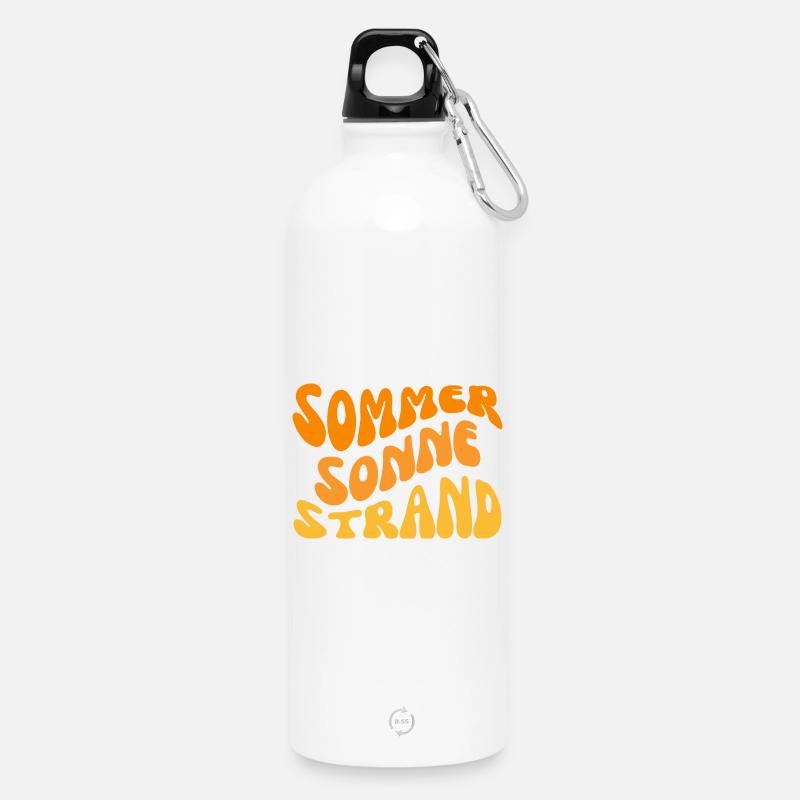 Plage de soleil d’été ondulée - Gourde en inox avec mousqueton 750 ml - blanc