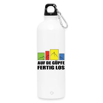 on the Güpfe get set, go-on the summits, get set, go - Water Bottle with carabiner 750 ml - white - Front