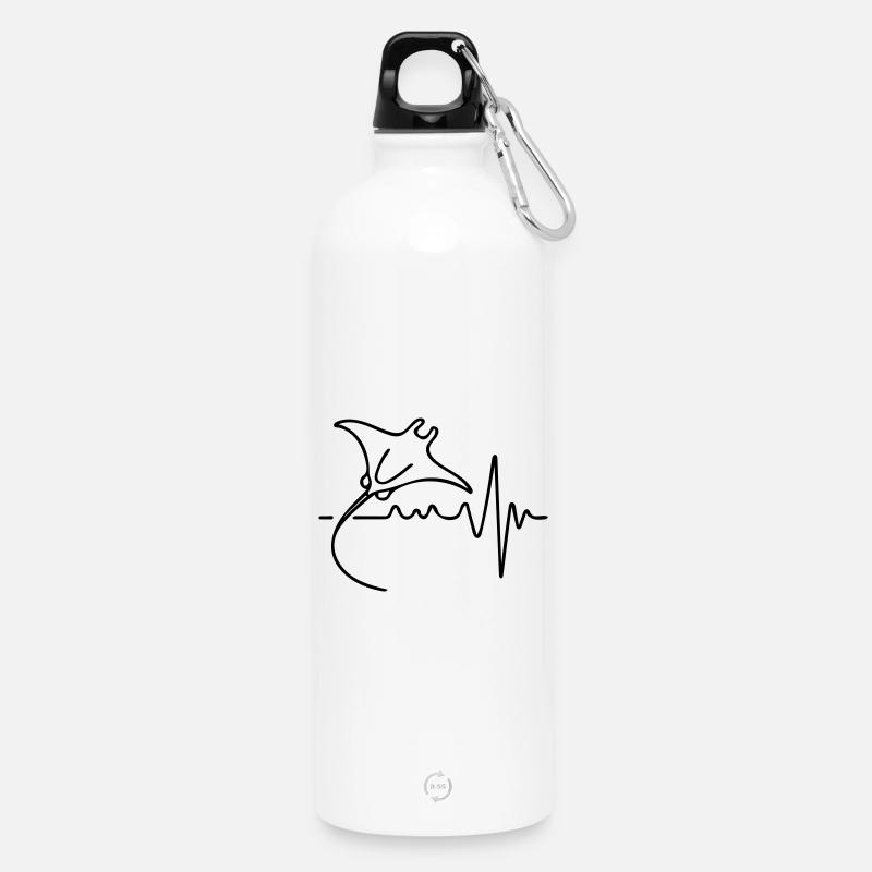 Eleganter Manta – Minimalistisches Ozean-Design - Trinkflasche mit Karabiner 750 ml - Weiß