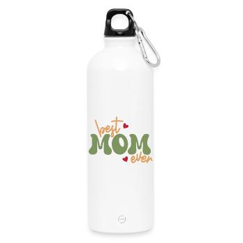 Beste Mutter aller Zeiten Herz-Typografie - Trinkflasche mit Karabiner 750 ml - Weiß - Vorne
