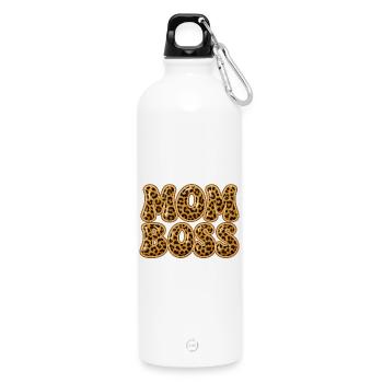 mom y2k design with leopard print - Water Bottle with carabiner 750 ml - white - Front