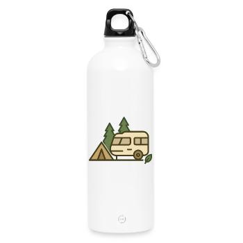 Abenteuer Camping Naturdesign - Trinkflasche mit Karabiner 750 ml - Weiß - Vorne