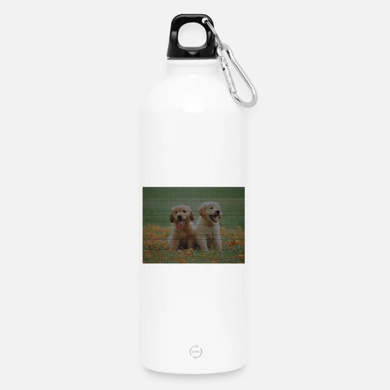 Two Labrador Retriever puppies with triangle pattern - Water Bottle with carabiner 750 ml - white