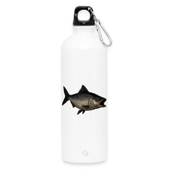 Stilvoller Fisch mit Offenem Maul - Trinkflasche mit Karabiner 750 ml - Weiß - Vorne