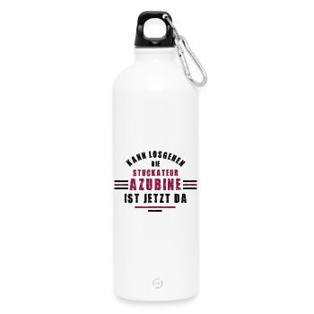 Trainee plasterer apprenticeship training plasterer - Water Bottle with carabiner 750 ml - white - Front