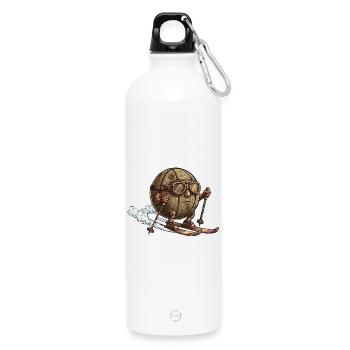 Steampunk Skier Ball Figure Retro Winter Sports - Water Bottle with carabiner 750 ml - white - Front