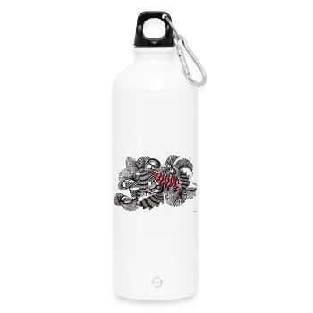 SchwarzWeiß Rot Muster - Trinkflasche mit Karabiner 750 ml - Weiß - Vorne