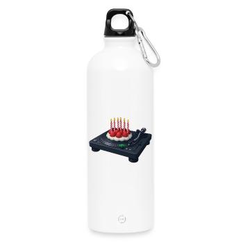 DJ BIRTHDAY – Ton & Bild - Trinkflasche mit Karabiner 750 ml - Weiß - Vorne