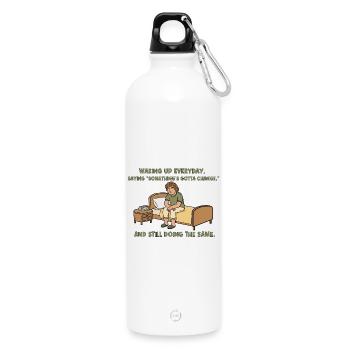 Awake Yet Stuck - Water Bottle with carabiner 750 ml - white - Front