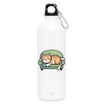 Schlafender Kater auf Sofa - Trinkflasche mit Karabiner 750 ml - Weiß - Vorne