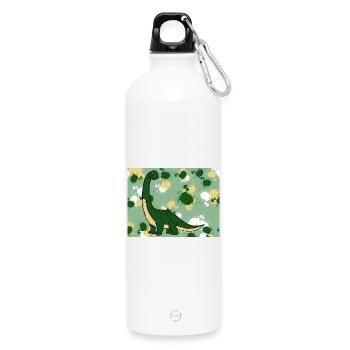 Brachiosaurus Dino - Water Bottle with carabiner 750 ml - white - Front