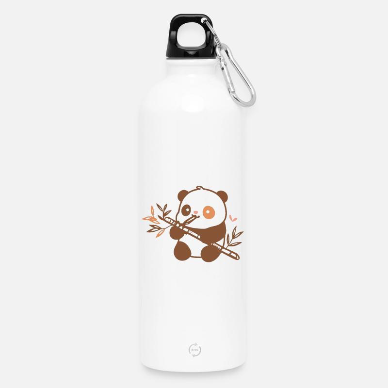 Panda câlin avec du bambou - Gourde en inox avec mousqueton 750 ml - blanc