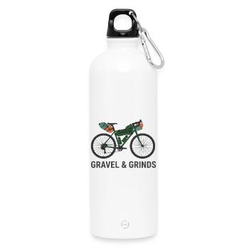 Gravel & Grinds Minimalistische Fahrradkunst - Trinkflasche mit Karabiner 750 ml - Weiß - Vorne