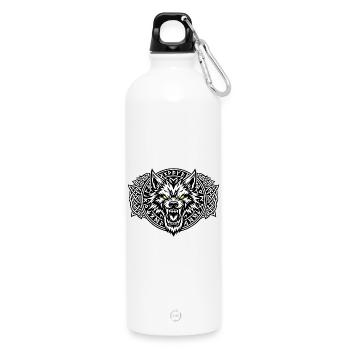 Fenrir-Wolf-Wikinger - Trinkflasche mit Karabiner 750 ml - Weiß - Vorne