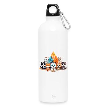 Des chats devant des pyramides de cristal colorées - Gourde en inox avec mousqueton 750 ml - blanc - Devant