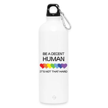 0010LGBTQ Pride Month - Be A Decent Human. - Water Bottle with carabiner 750 ml - white - Front