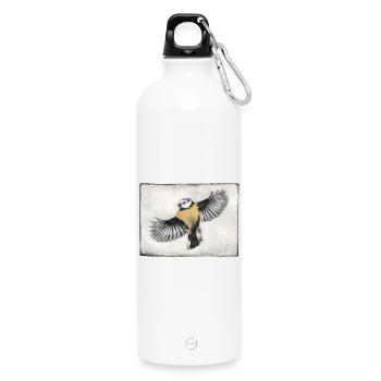 Oiseau en vol - Gravé à la main imprimable - Gourde en inox avec mousqueton 750 ml - blanc - Devant
