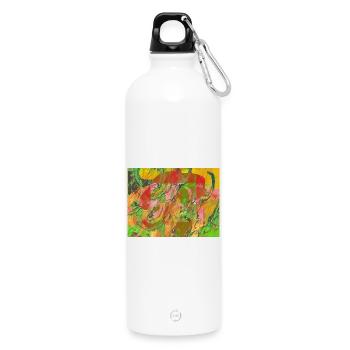 Farbwirbel Neon Abstract - Trinkflasche mit Karabiner 750 ml - Weiß - Vorne