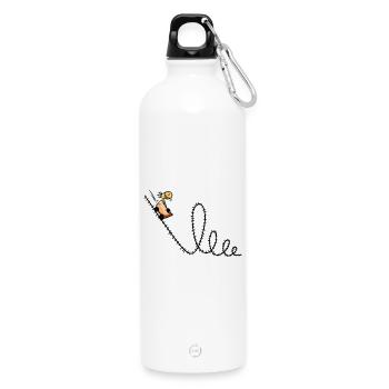 Giraffe rides a roller coaster - Louping - Park - Water Bottle with carabiner 750 ml - white - Front