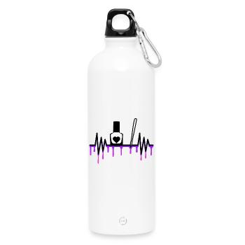 Heartbeat Nail Nail Polish Nail Artist Gift Heart - Water Bottle with carabiner 750 ml - white - Front