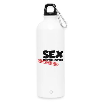 Sex Instruktor 1. Lektion kostenlos erste Lektion kostenlos # - Trinkflasche mit Karabiner 750 ml - Weiß - Vorne