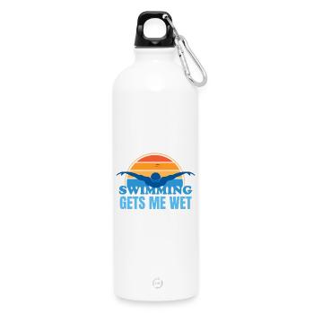 Schwimmen macht mich nass - Trinkflasche mit Karabiner 750 ml - Weiß - Vorne