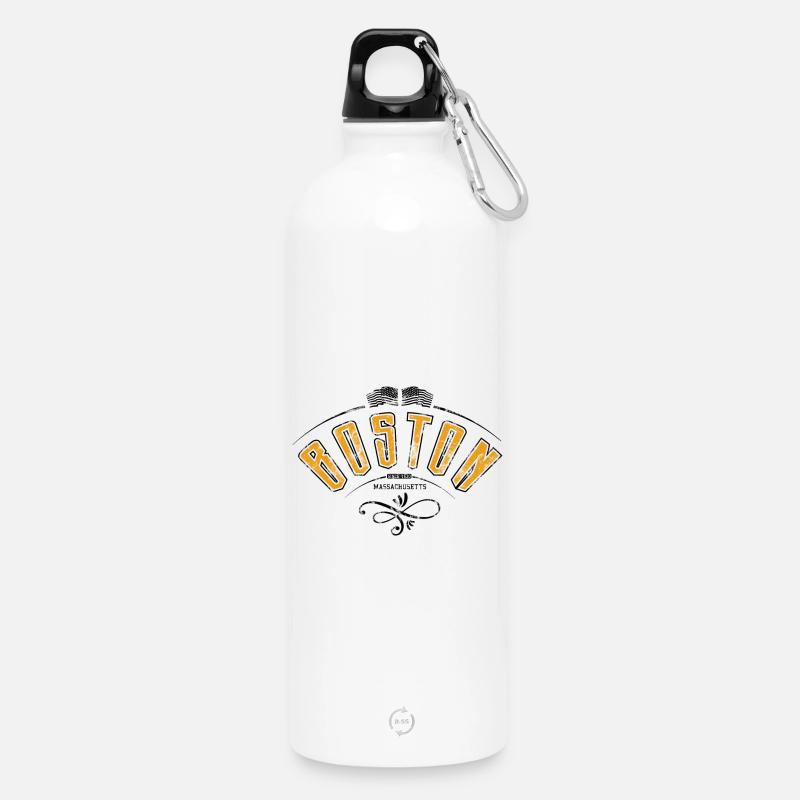Boston Grunge-Effekt - Trinkflasche mit Karabiner 750 ml - Weiß