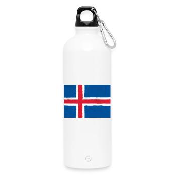 Drapeau de l’Islande - Gourde en inox avec mousqueton 750 ml - blanc - Devant