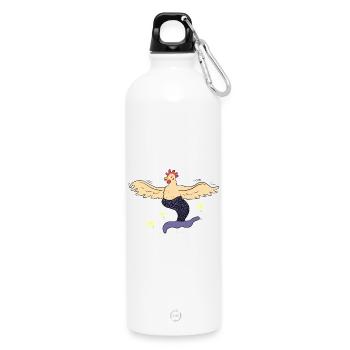 Joyeuse poule-sirène - Gourde en inox avec mousqueton 750 ml - blanc - Devant
