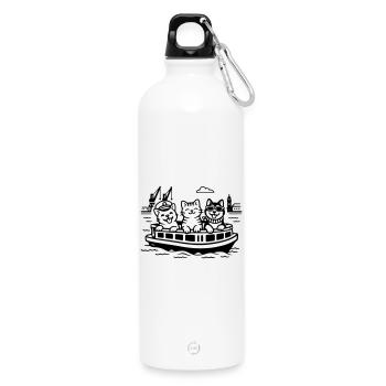 Hafen Katzen Hunde Hafenrundfahrt Hamburg  - Trinkflasche mit Karabiner 750 ml - Weiß - Vorne