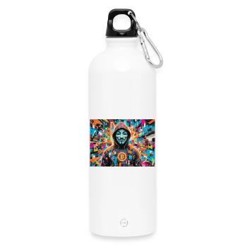 Bitcoin Bazooka - PopArt - Satoshi 3 - Gourde en inox avec mousqueton 750 ml - blanc - Devant